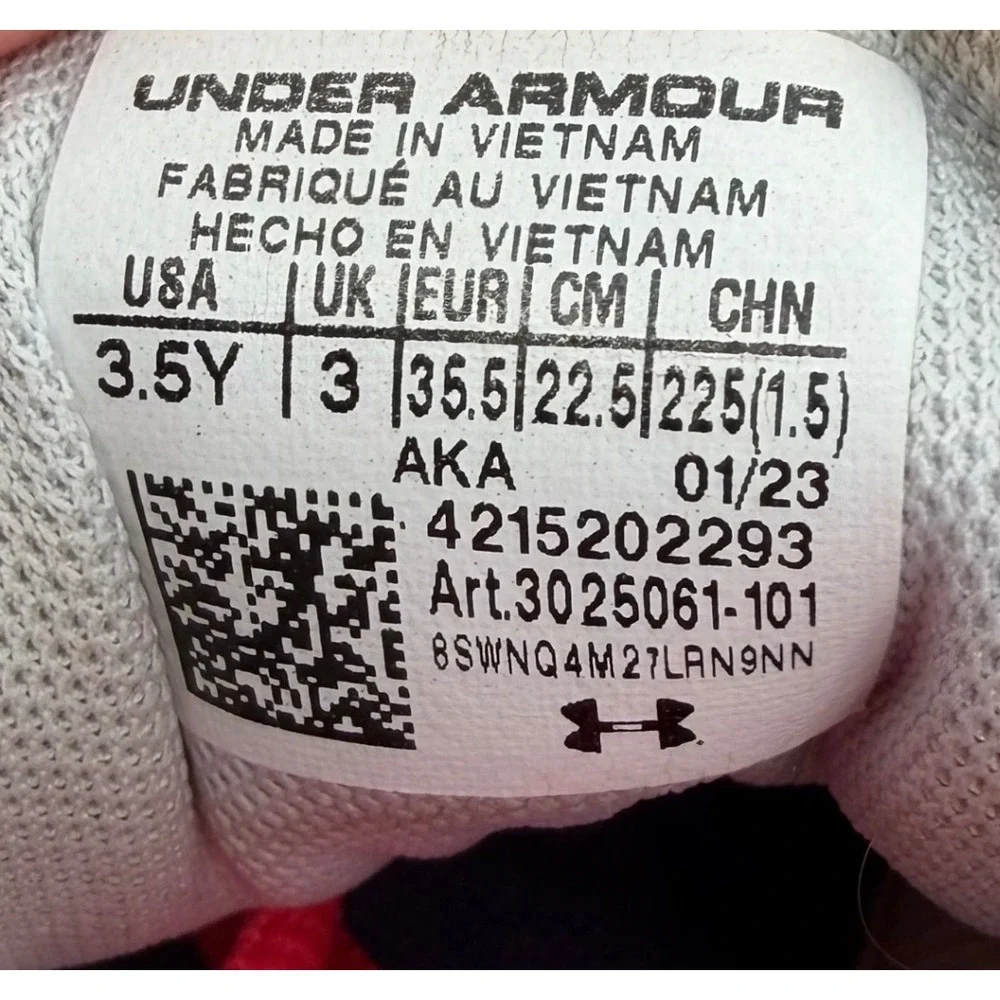 Under Armour Youth Running Shoes‎ Gray Pink Purple Lace Up Sneakers 6.5 Y